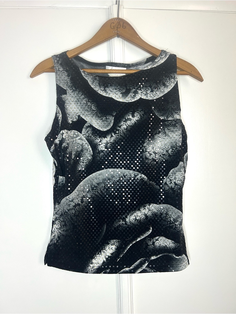 A Byer Y2K Sequin Rose Tank